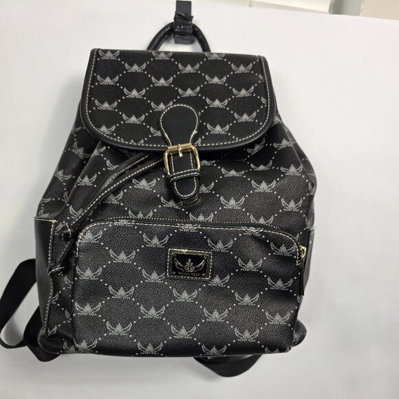 Wendy Keen Drawstring Backpack 🛡️ Dark Goth Biker Monogram Vegan Leather - Picture 10 of 16